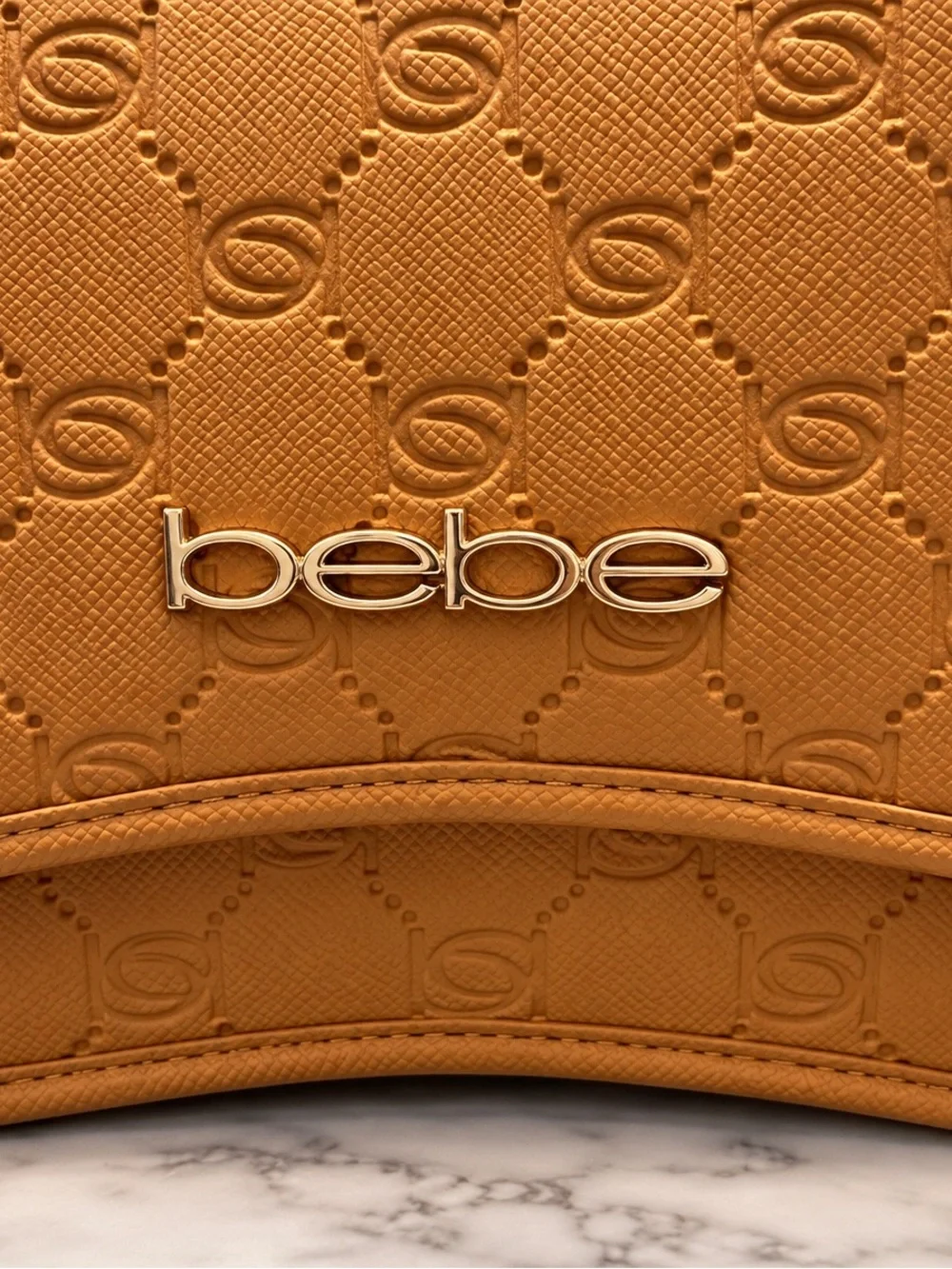 Bebe Monogram Embossed Faux Leather Shoulder Bag Crossbody Purse With Coin Pouch